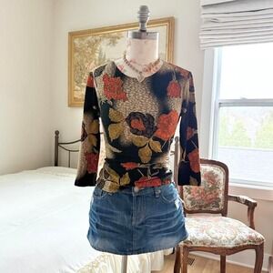 black floral top  Y2K black lace cami Brittany Black size small